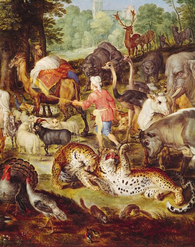De ark van Noach, detail van de rechterkant, naar een schilderij van Jan Brueghel de Oude door Jan Snellinck